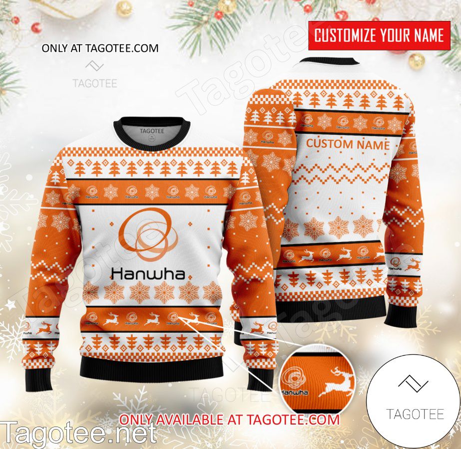 Hanwha Group Logo Personalized Ugly Christmas Sweater - BiShop