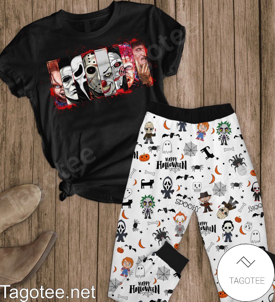 Happy Halloween Horror Movies Characters Pajamas Set - Tagotee