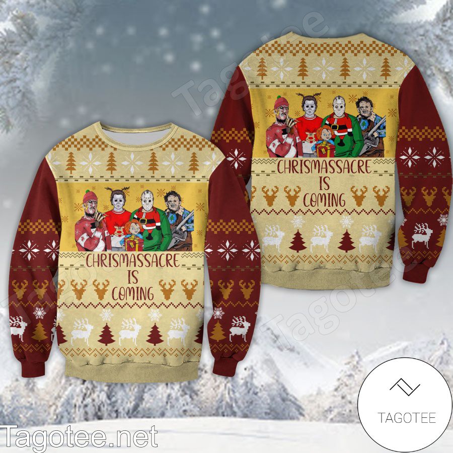 Horror Movie Characters Christmas Is Coming Ugly Christmas Sweater ...
