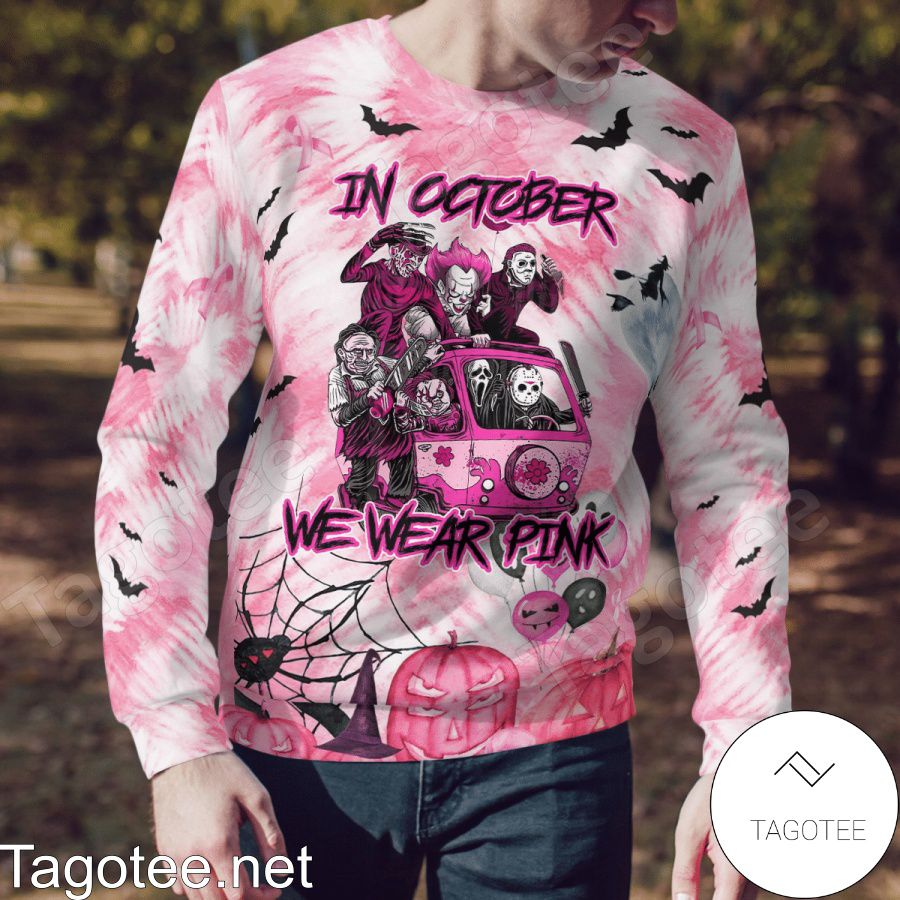 Horror Movies In October We Wear Pink Halloween T-shirt, Hoodie c