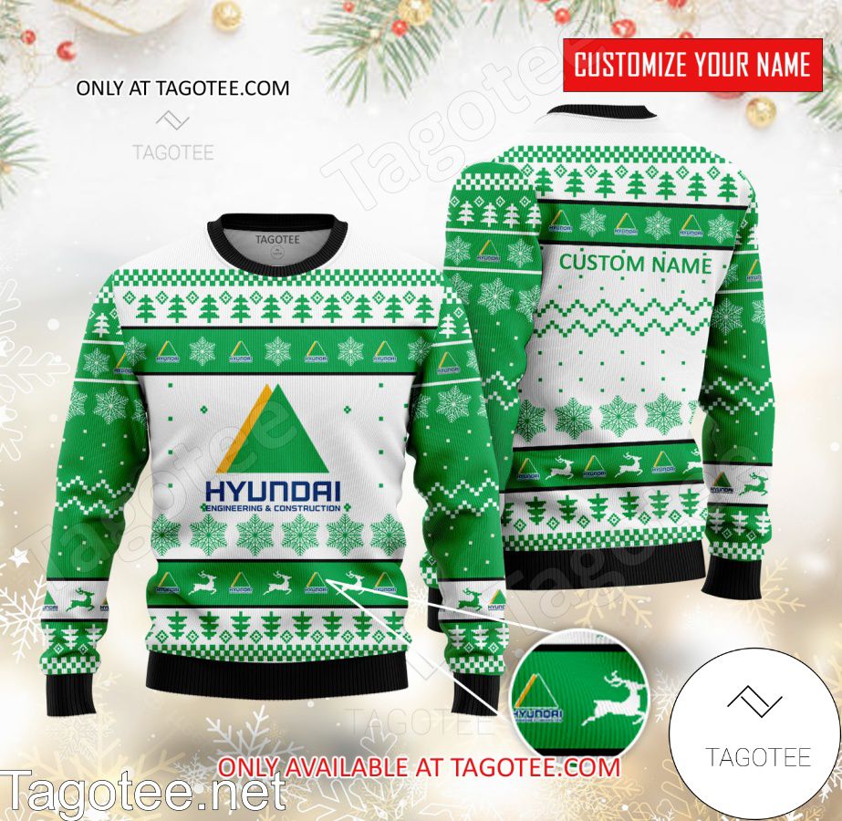 Hyundai Engineering & Construction Logo Personalized Ugly Christmas Sweater - BiShop