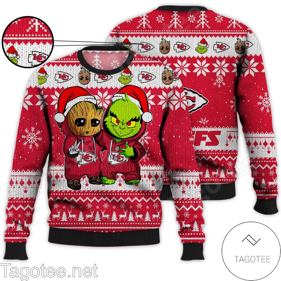 UCLA Bruins Baby Groot And Grinch NCAA Ugly Christmas Sweater - Tagotee