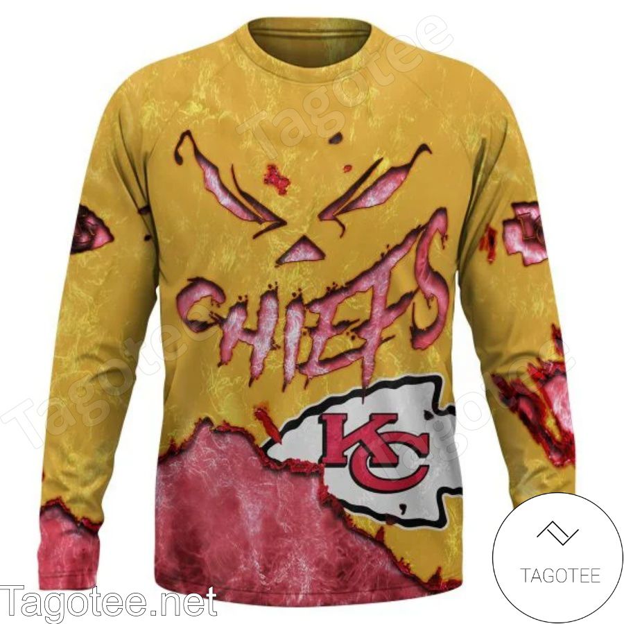 Kansas City Chiefs Scary Face Halloween Jersey Hoodie, T-shirt c