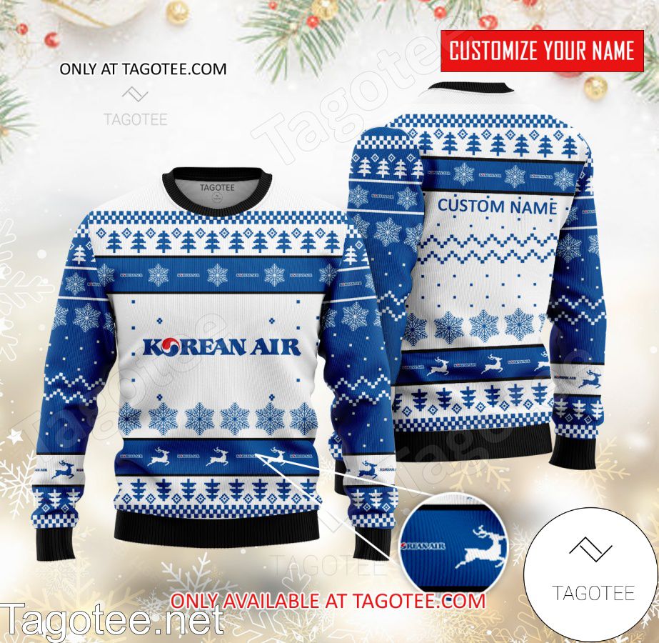 Korean Air Logo Personalized Ugly Christmas Sweater - BiShop