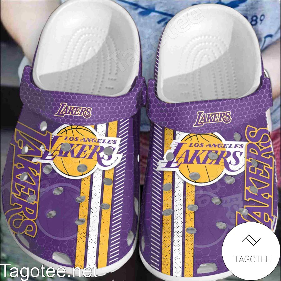 Los Angeles Lakers Hive Pattern Crocs Clogs - Tagotee
