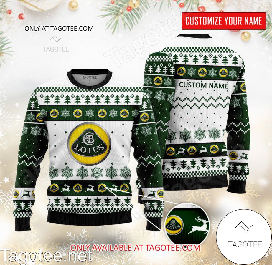 Lotus Logo Personalized Ugly Christmas Sweater - EmonShop