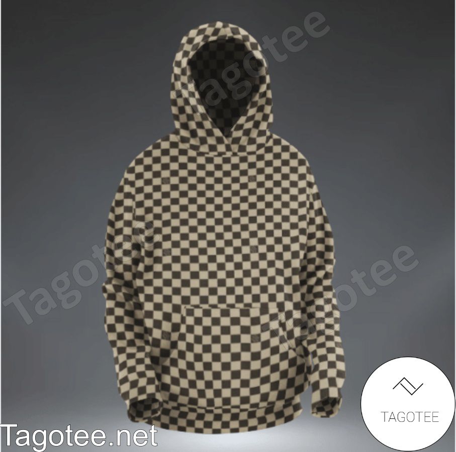 Louis Vuitton Nice Logo Print Checkerboard Hoodie - Tagotee