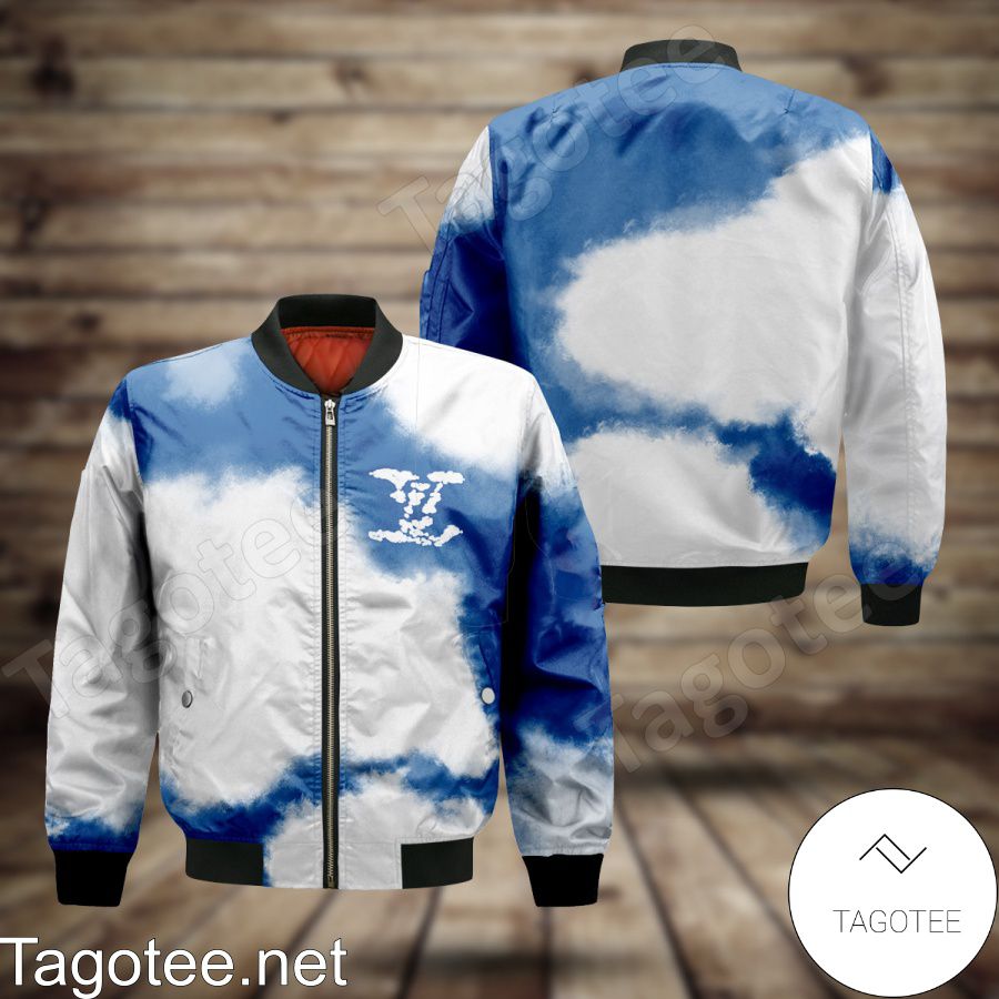 Louis Vuitton Blue Sky White Clouds Bomber Jacket - Tagotee