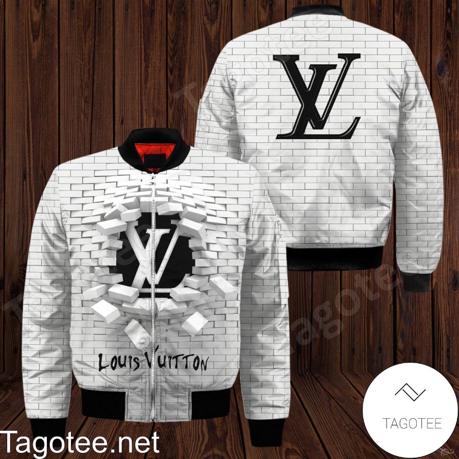 Louis Vuitton Logo Torn Ripped Dark Monogram Bomber Jacket - Tagotee