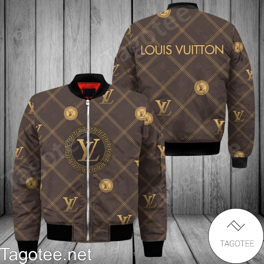 Louis Vuitton Luxury Brand Brown White Bomber Jacket - Tagotee
