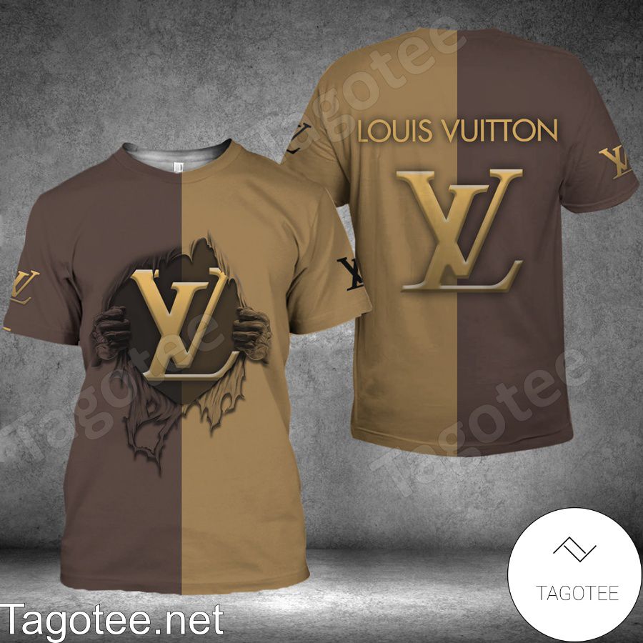 Louis Vuitton Hands Ripping Half Dark Half Light Brown Shirt