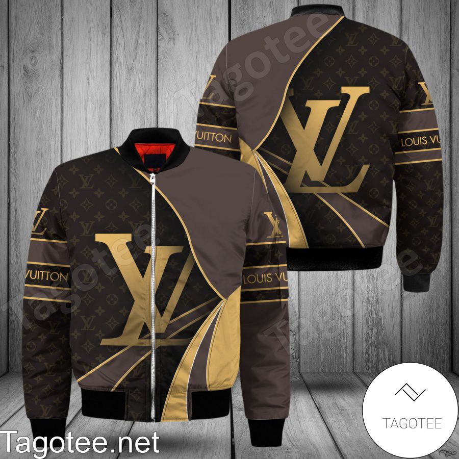 Personalized Louis Vuitton Lv Logo Black And Yellow Bomber Jacket - Tagotee