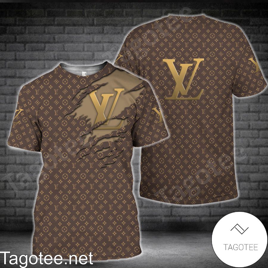 Louis Vuitton Logo Torn Ripped Dark Brown Monogram Shirt