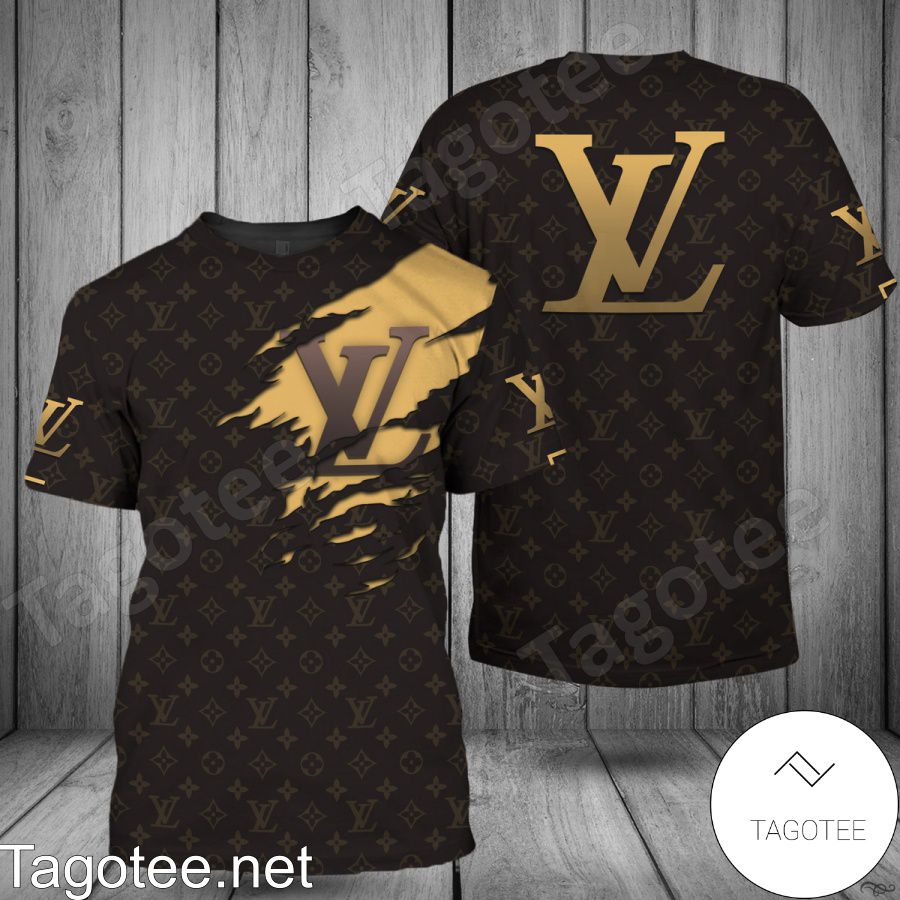 Louis Vuitton Logo Torn Ripped Dark Monogram Shirt