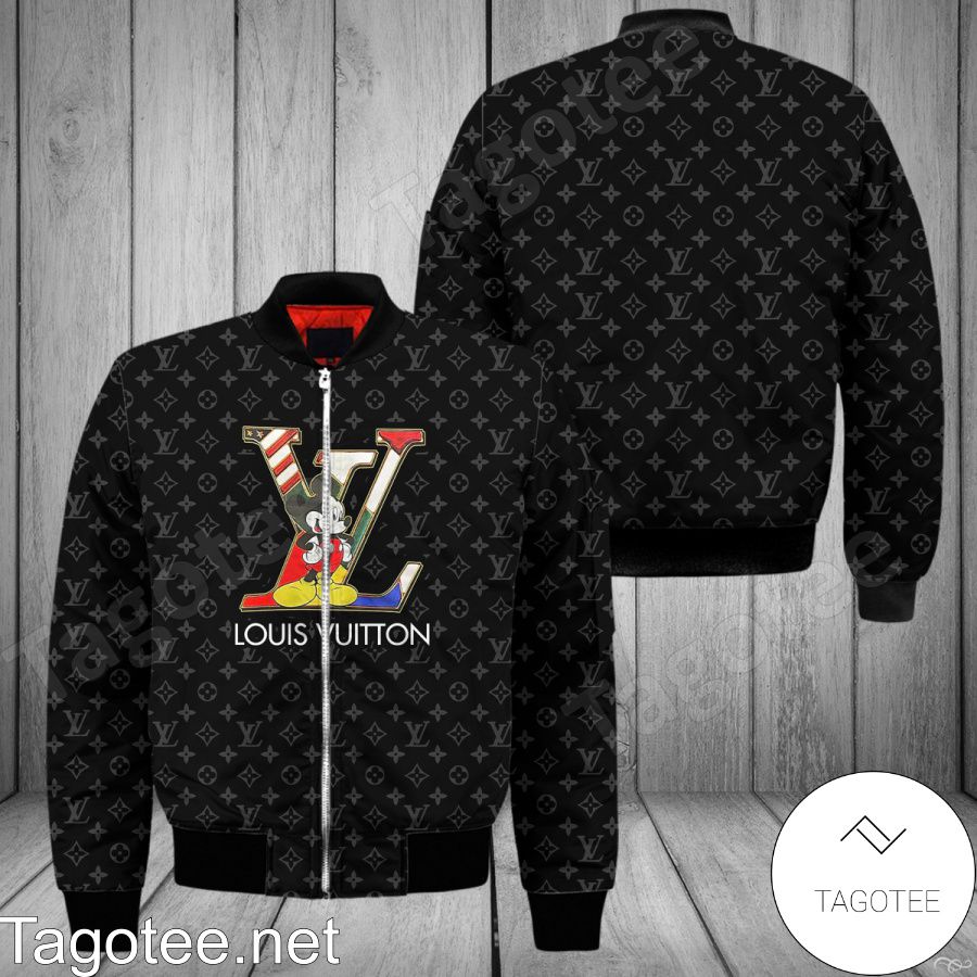 Louis Vuitton Mickey Mouse Black Monogram Bomber Jacket - Tagotee