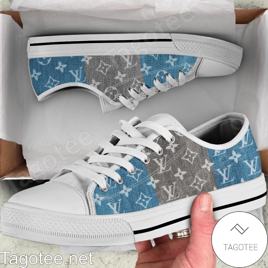Louis Vuitton Monogram Blue And Grey Low Top Shoes