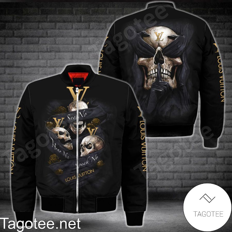 Louis Vuitton Skull See No Hear No Speak No Bomber Jacket - Tagotee