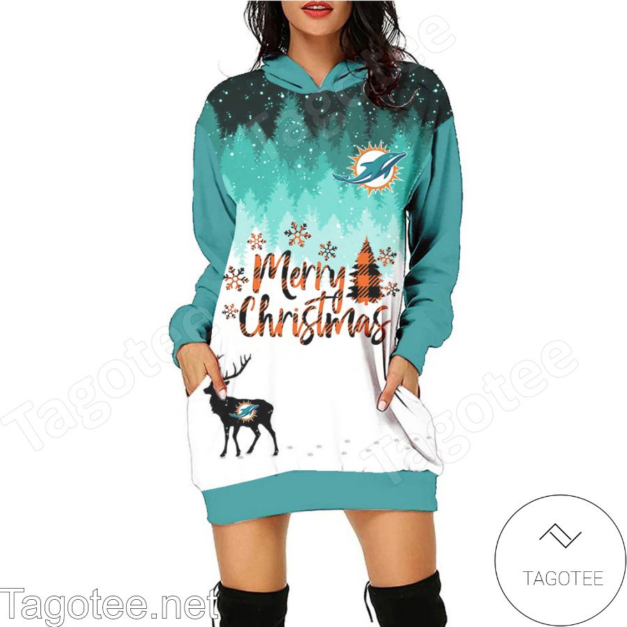 Miami Dolphins NFL Merry Christmas Women Hoodie Dress