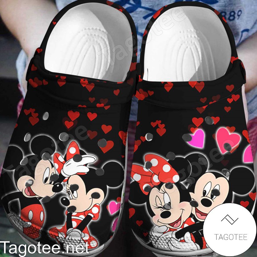 Mickey And Minnie Heart Crocs Clogs