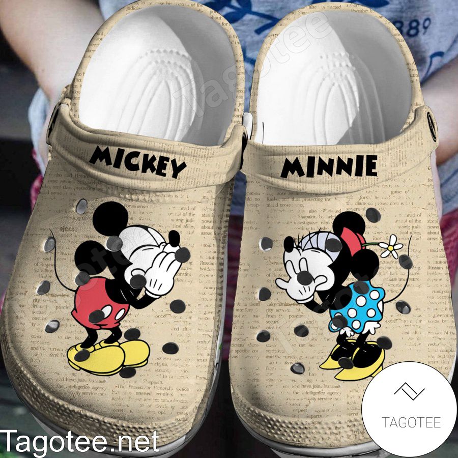 Mickey Minnie Old Newspaper Crocs Clogs - Tagotee