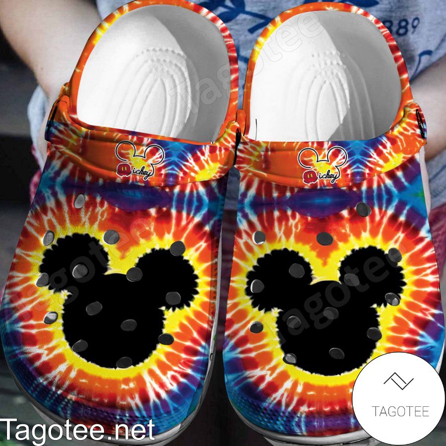 Mickey Mouse Logo Tie Dye Crocs Clogs