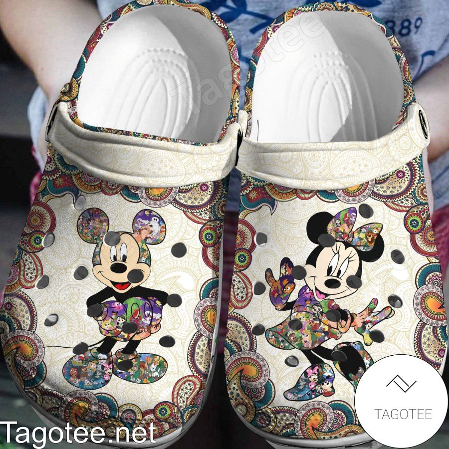 Mickey Mouse Paisley Pattern Crocs Clogs - Tagotee