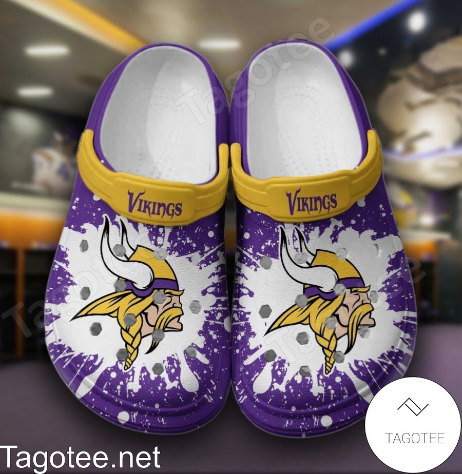 Minnesota Vikings Logo Color Splash Crocs Clogs - Tagotee