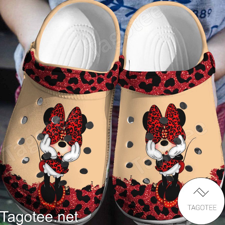 Minnie Mouse Red Leopard Spots Crocs Clogs - Tagotee