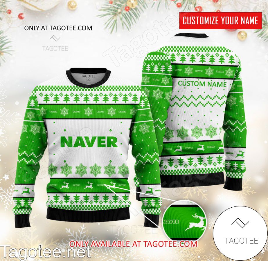 Naver Korea Logo Personalized Ugly Christmas Sweater - BiShop