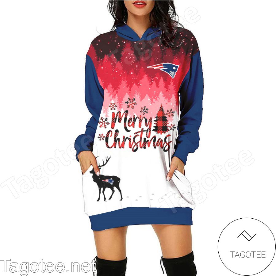 New England Patriots NFL Merry Christmas Women Hoodie Dress