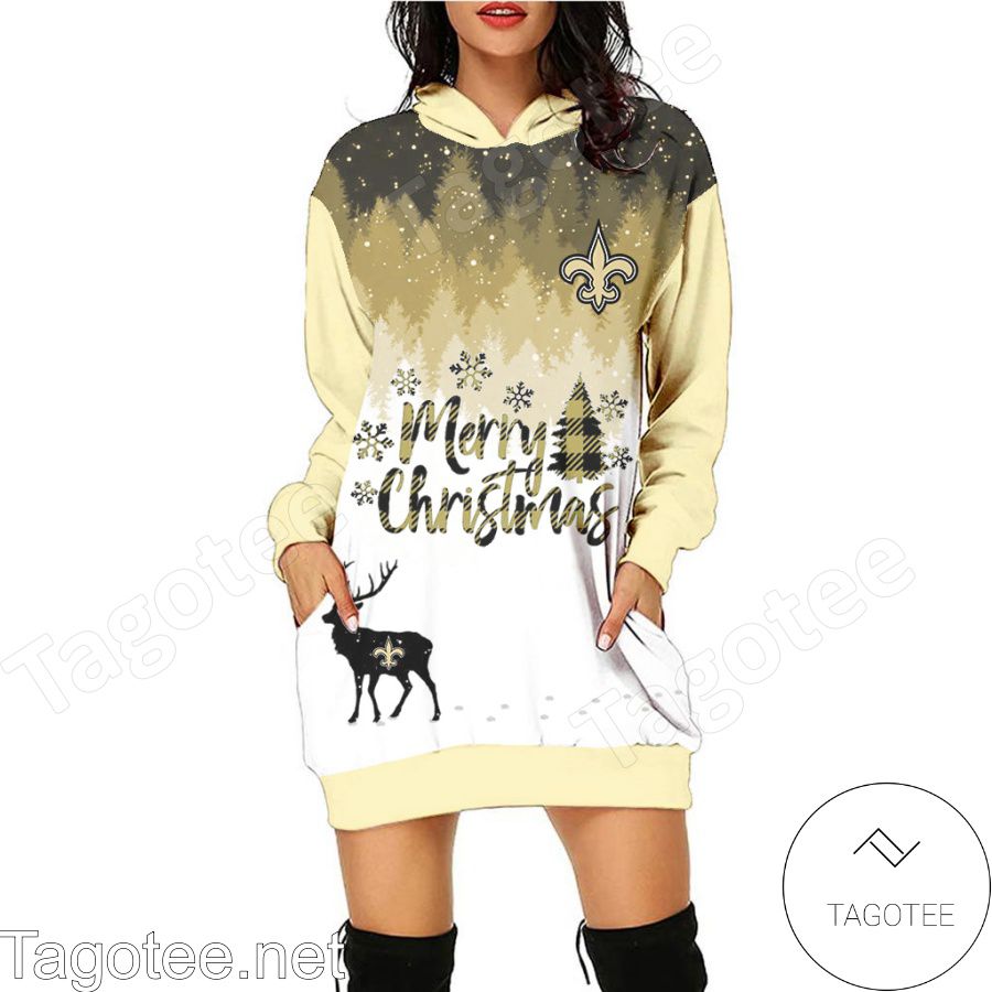 New Orleans Saints NFL Merry Christmas Women Hoodie Dress