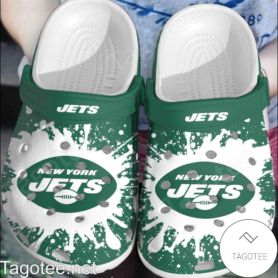 New York Jets Logo Color Splash Crocs Clogs - Tagotee