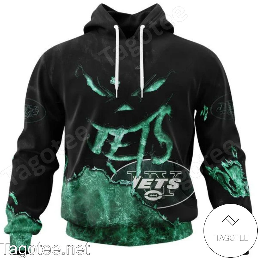 New York Jets Scary Face Halloween Jersey Hoodie, T-shirt