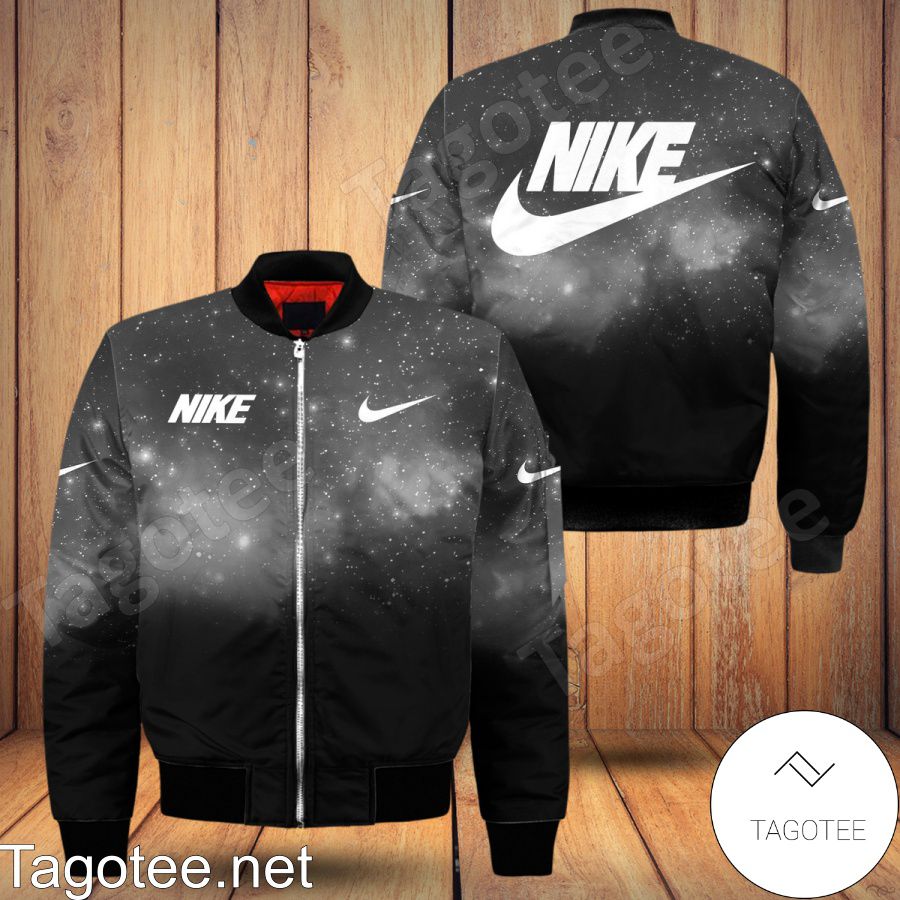 Nike Black And Grey Galaxy Gradient Bomber Jacket - Tagotee