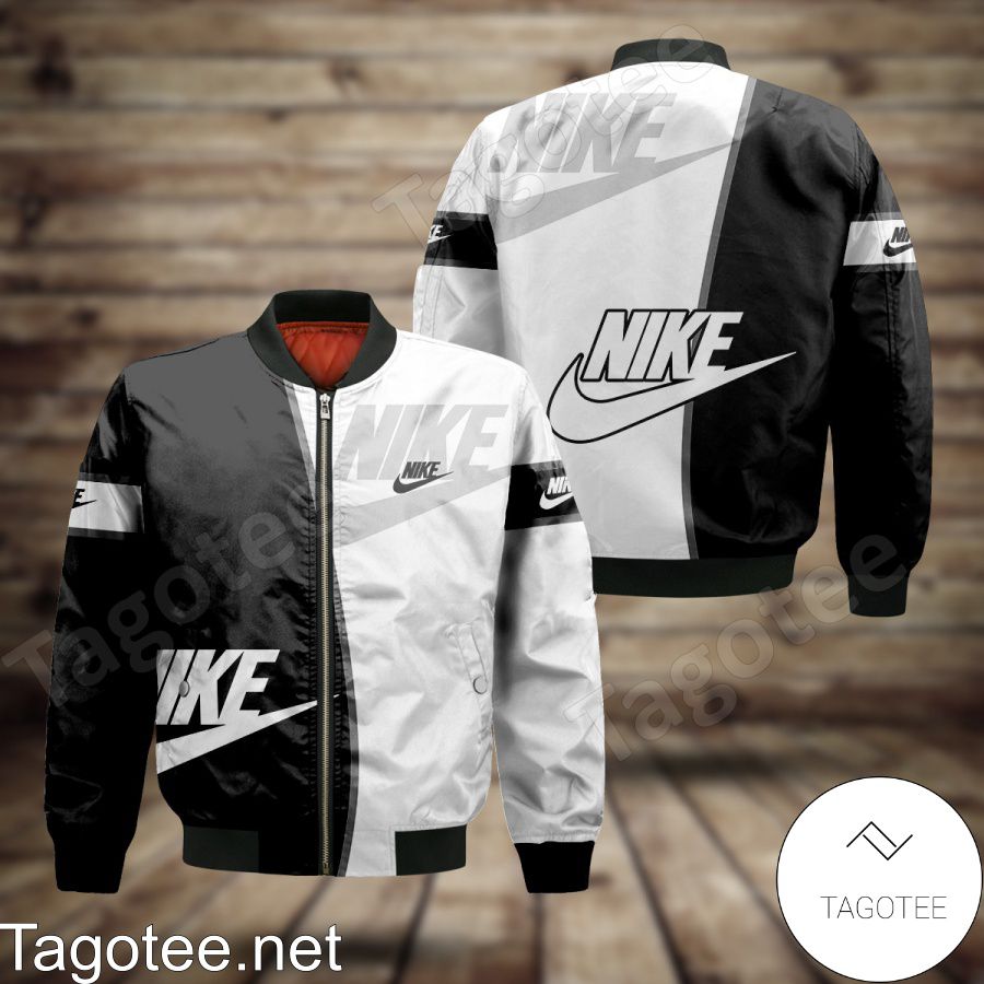 Nike Black White Gradient Skull Bomber Jacket - Tagotee