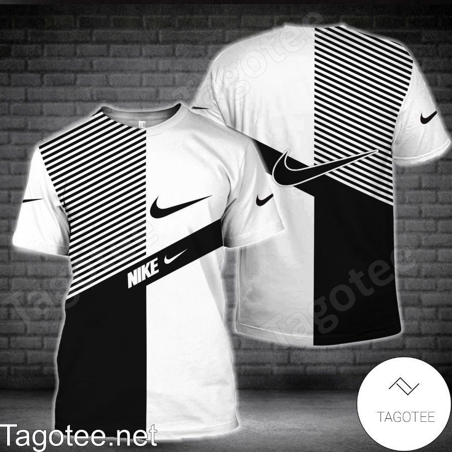 Nike Black And White With Diagonal Stripes Shirt