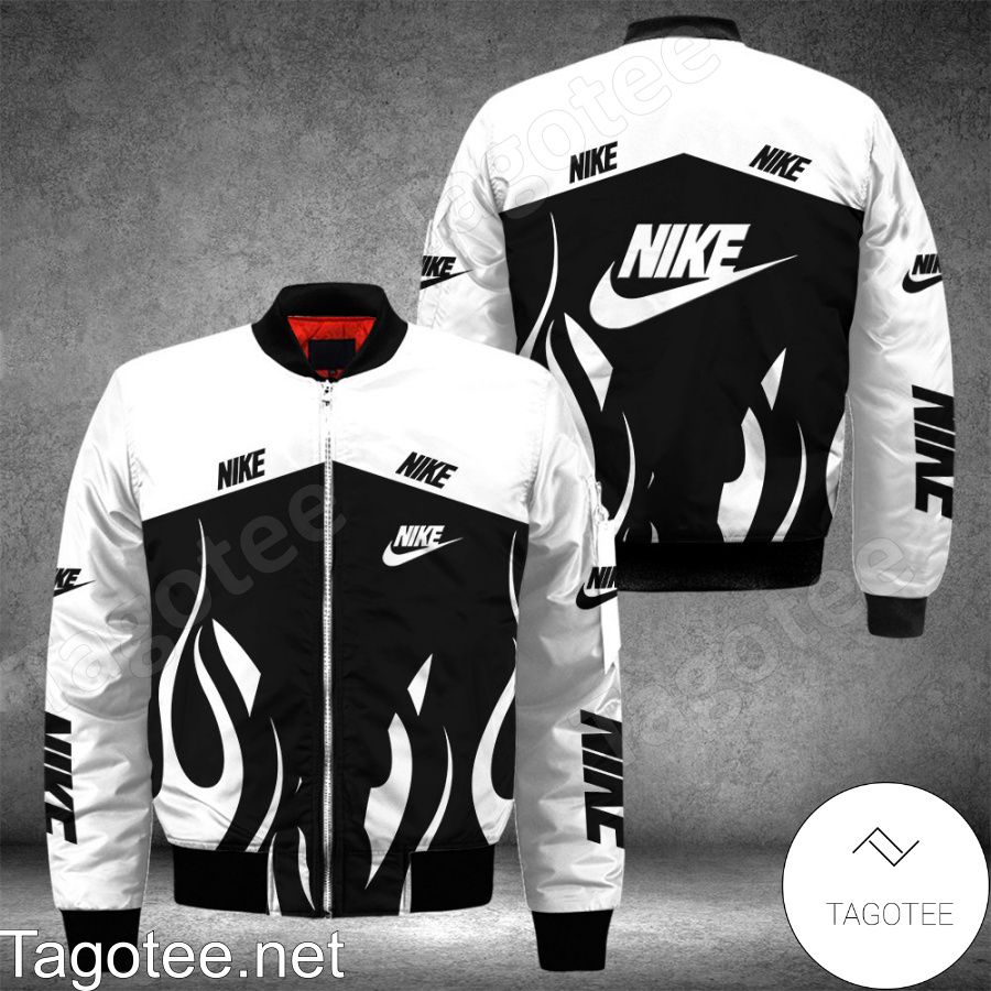 Nike Fire Pattern Black And White Bomber Jacket