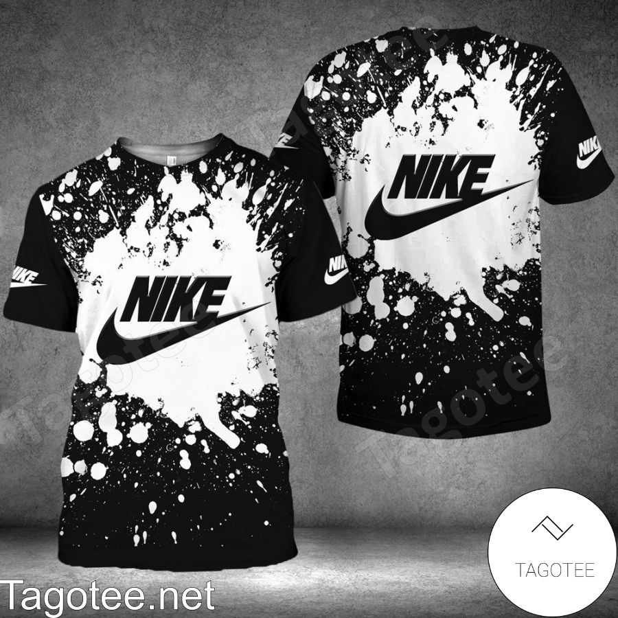 Nike Logo Center White Splash Black Shirt