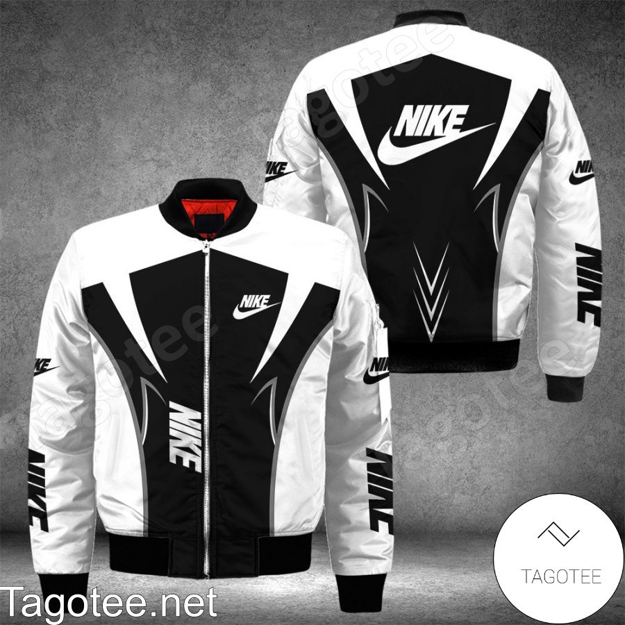 Nike Luxury Brand White And Black Bomber Jacket