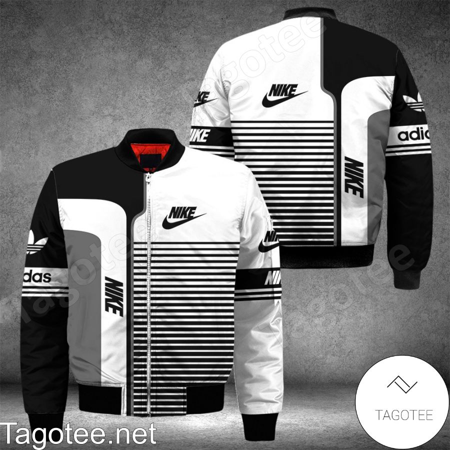 Nike Stripes Mix White And Black Bomber Jacket