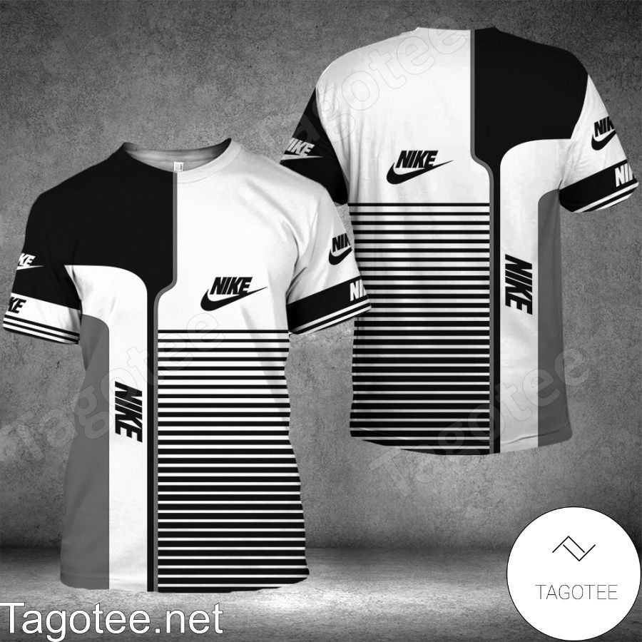 Nike Stripes Mix White And Black Shirt