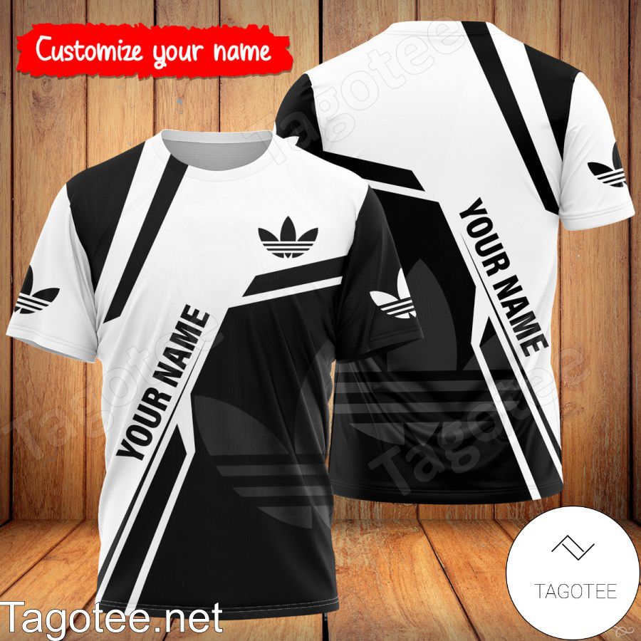 Personalized Adidas Black And White Shirt