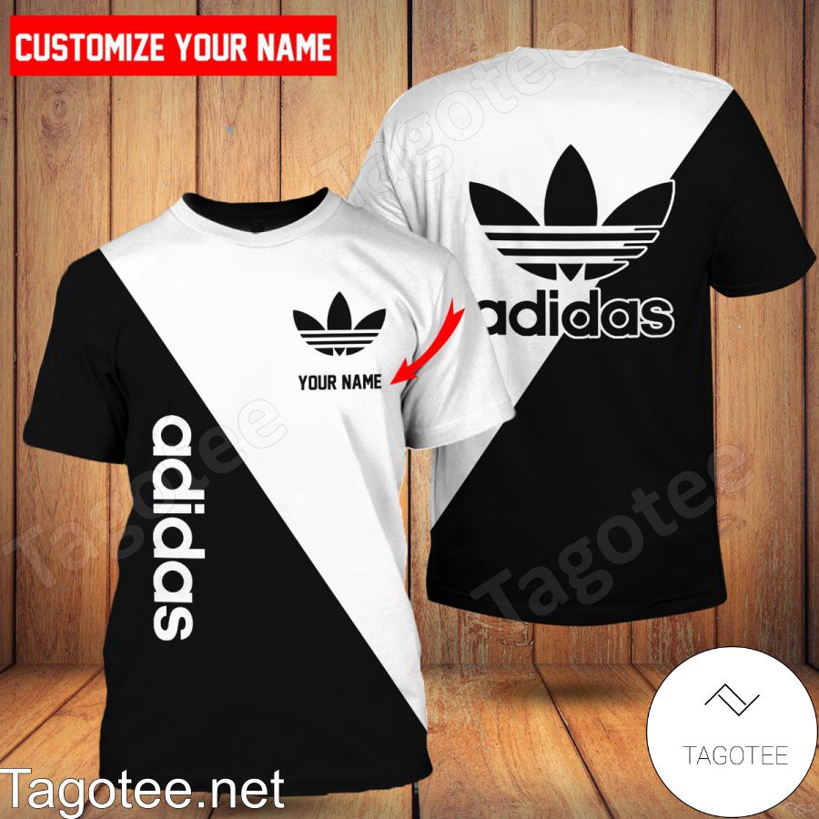 Personalized Adidas Half White Half Black Shirt