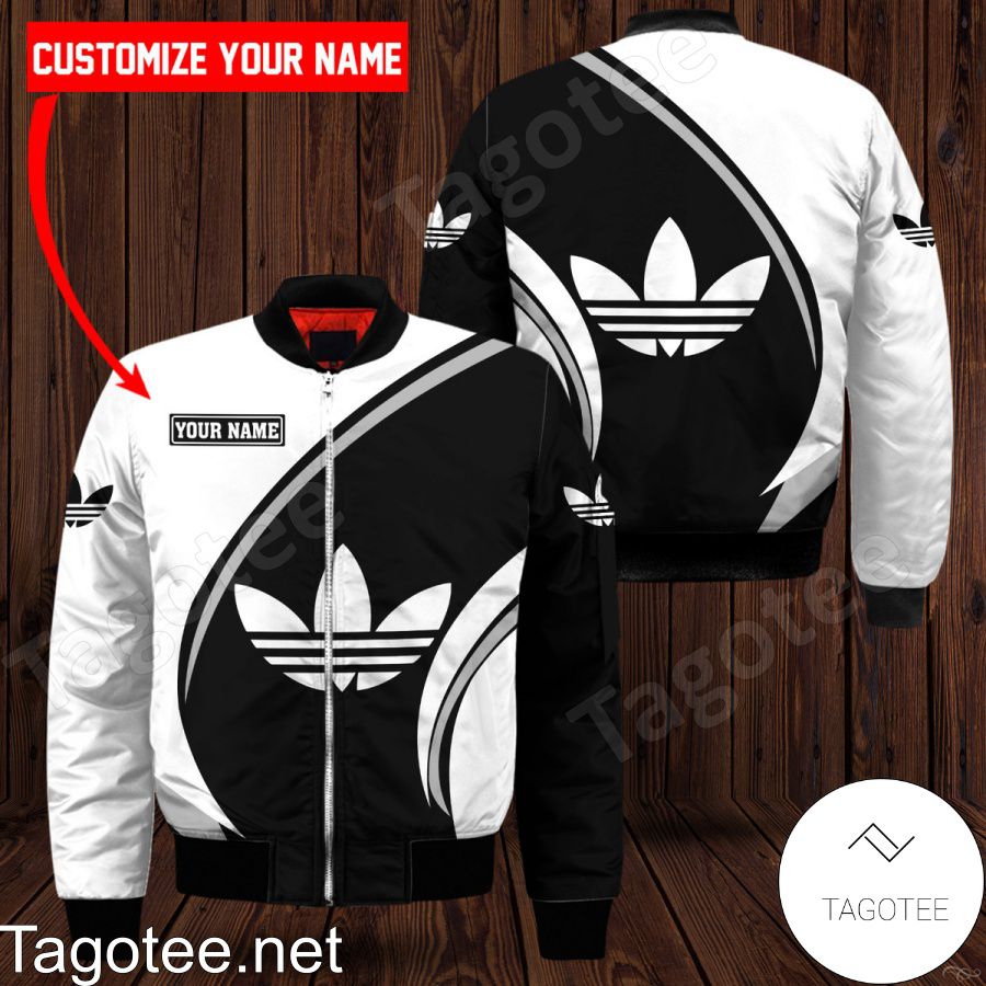 Personalized Adidas Luxury Brand Curves Black White Bomber Jacket