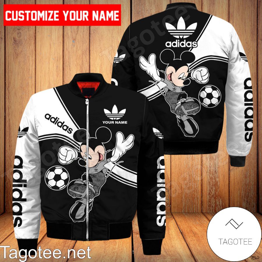 Personalized Adidas Mickey Mouse Playing Soccer Bomber Jacket
