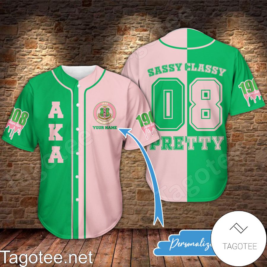 Personalized Aka 1908 Sorority Sassy Classy Pretty Baseball Jersey
