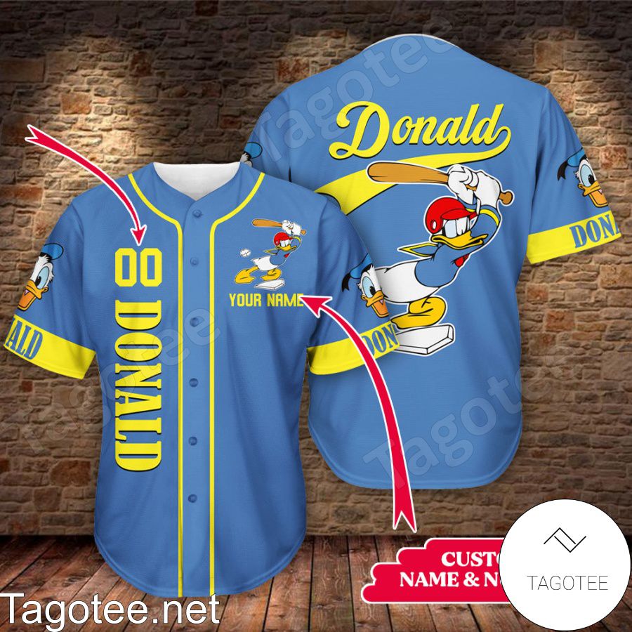 Personalized Donald Blue Baseball Jersey - Tagotee