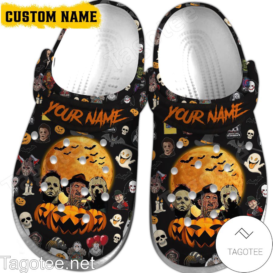 Personalized Freddy Krueger Jason Voorhees Michael Myers Pumpkin Halloween Crocs Clogs a