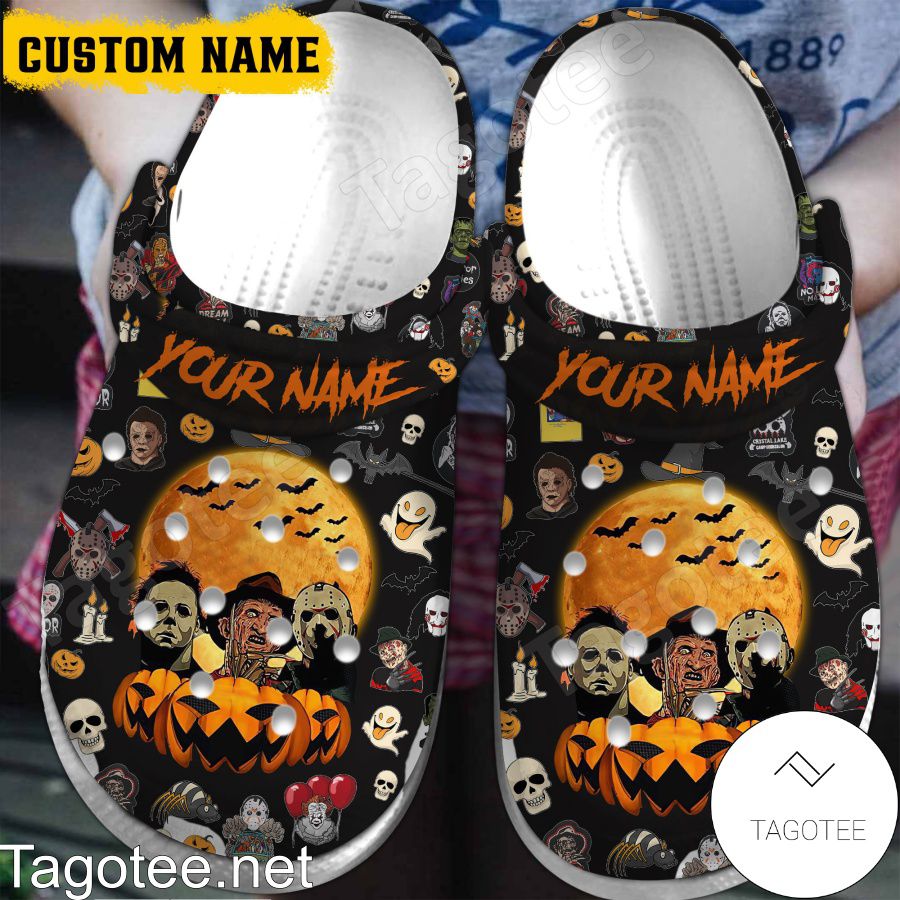 Personalized Freddy Krueger Jason Voorhees Michael Myers Pumpkin Halloween Crocs Clogs
