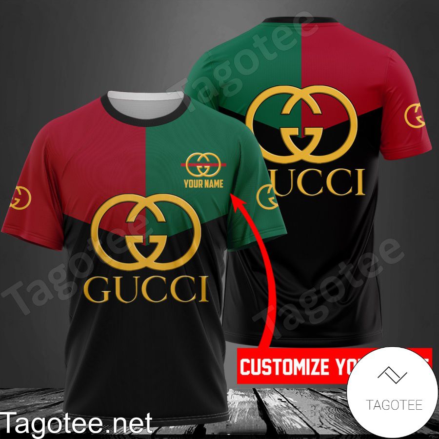 Personalized Gucci Mix Color Green Red And Black Shirt